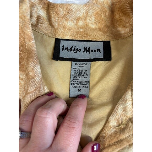Vintage 90’s Indigo Moon Brown Gold Sequin Floral Button Jacket size medium - Picture 5 of 6